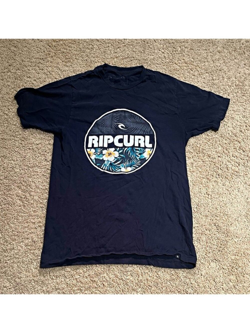 Rip Curl Men’s S Regular Black Logo Graphic Crew Neck Short Sleeve Cotton Tee